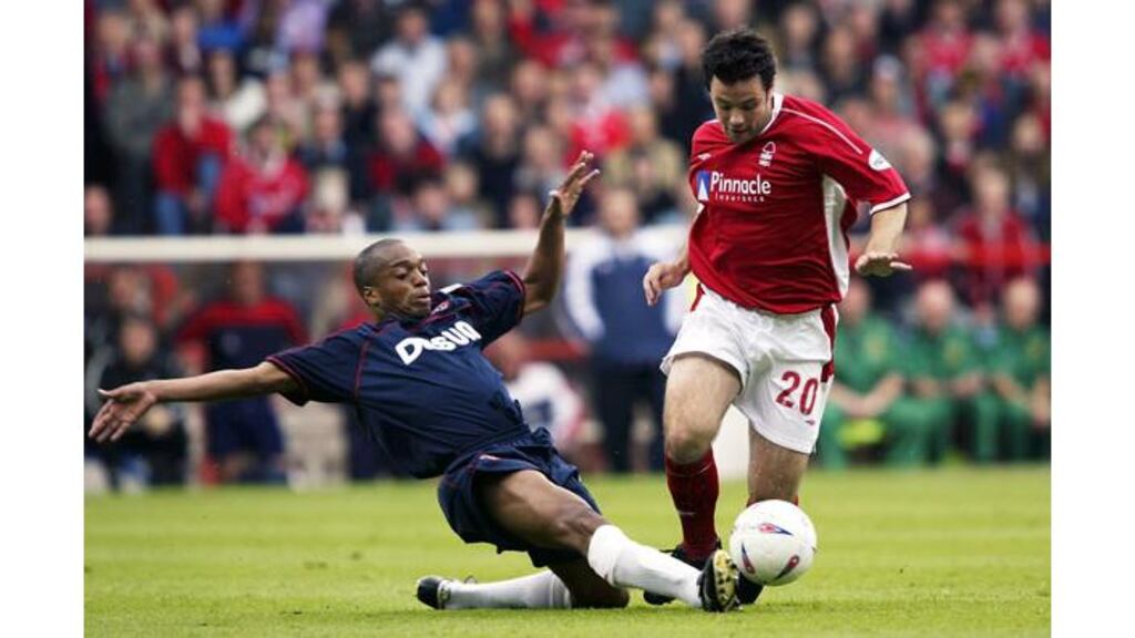 Andy Reid skips past Sheffield United’s Mark Rankine during the 2002-03 season at Nottingham Forest. Photograph: Inpho
