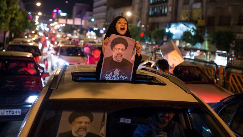 A girl holds a poster of Iranian presidential candidate Ebrahim Raisi during a campaign rally in Tehran, Iran, May 17th, 2017. Photograph: Tima/Reuters
