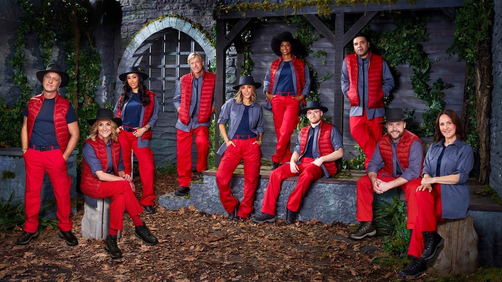 David Ginola, Louise Minchin, Snoochie Shy, Richard Madeley, Frankie Bridge, Kadeena Cox, Matty Lee, Naughty Boy, Ben Miller and Arlene Phillips who star in the new series of I’m a Celebrity...Get Me Out of Here! Photograph: Joel Anderson/ITV