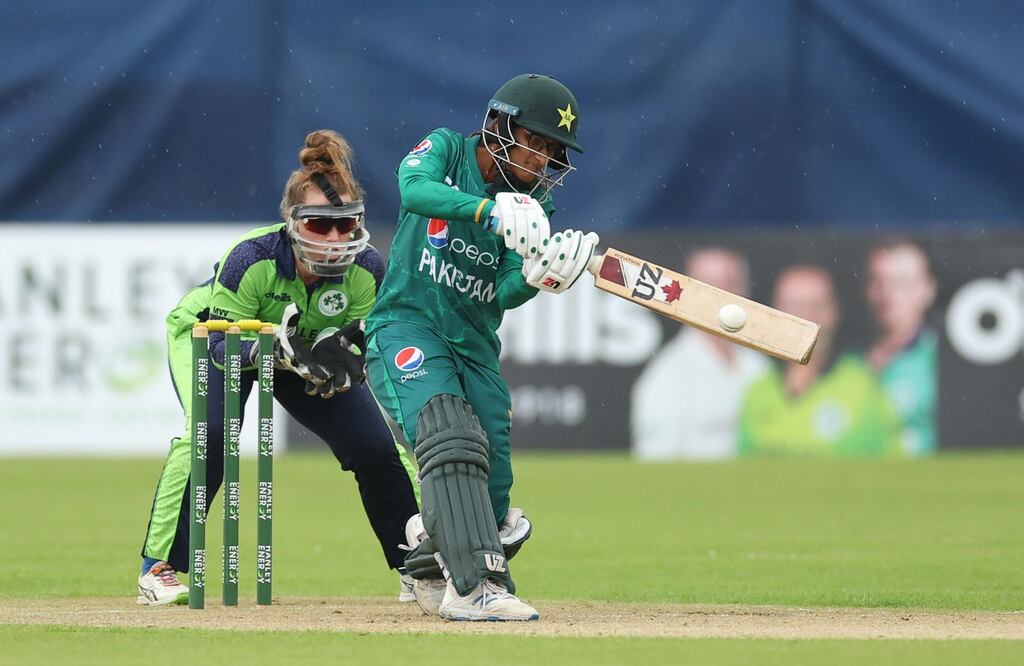 Muneeba Ali top scored for Pakistan. Photograph: Oisin Keniry