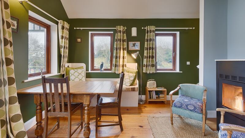 Inside one of the cabins of Ard Nahoo: the centre is tucked away in the hills of Leitrim and offers yoga classes to clear the mind. Photograph: Kelvin Gillmor Photography