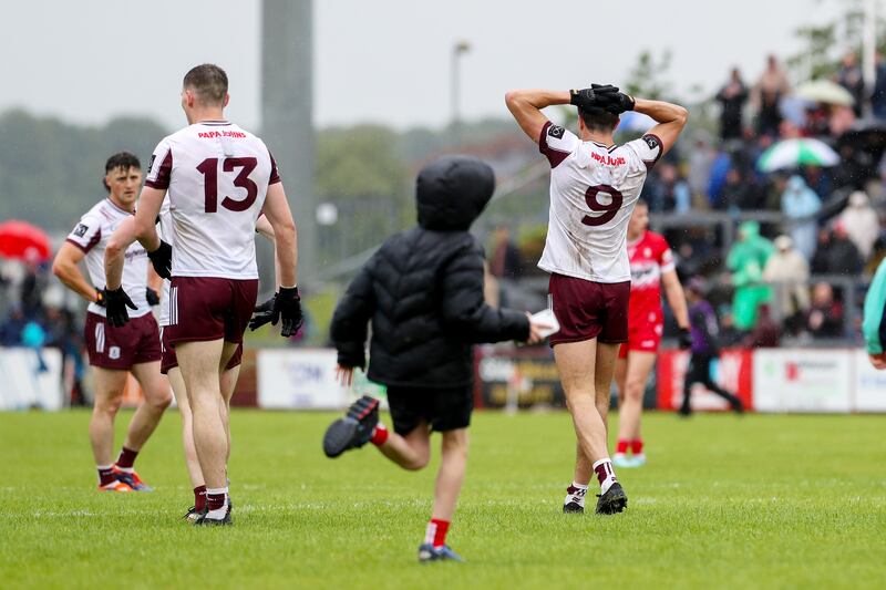 Galway's John Maher reacts at the final whistle on Sunday. Photograph: Lorcan Doherty/INPHO