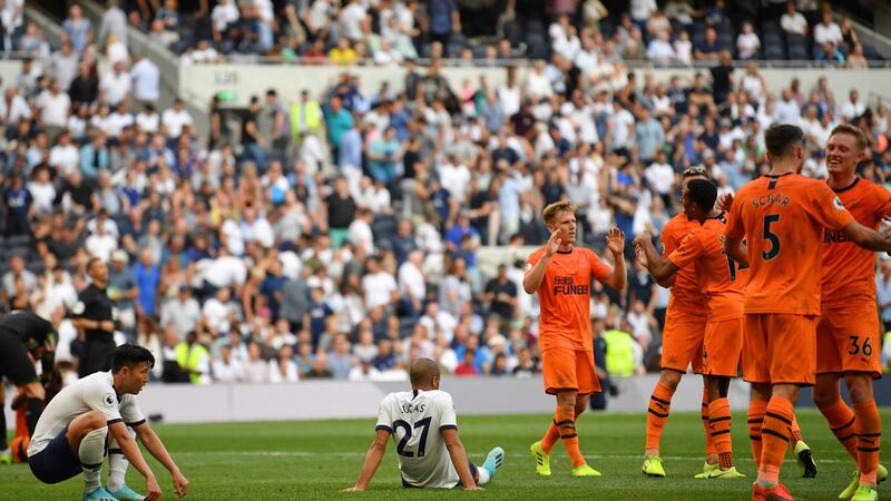 Son Heung-Min and Lucas Moura at the end of the game. Photo: Daniel Leal-Olivas/Getty Images