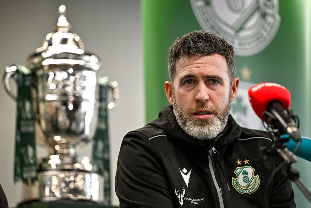 Shamrock Rovers manager Stephen Bradley speaks to the media during a Shamrock Rovers media day, at Tallaght Stadium. Photograph: Sam Barnes/Sportsfile