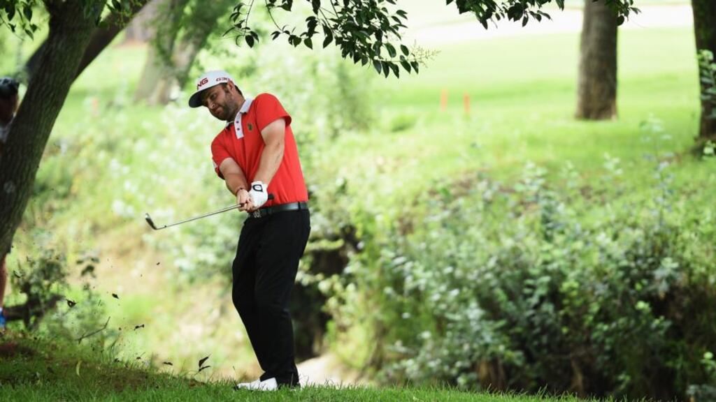 Andy Sullivan of England plays a shot during the second round of the South African Open at Glendower Golf Club in Johannesburg, South Africa. Photograph: Stuart Franklin/Getty Images
