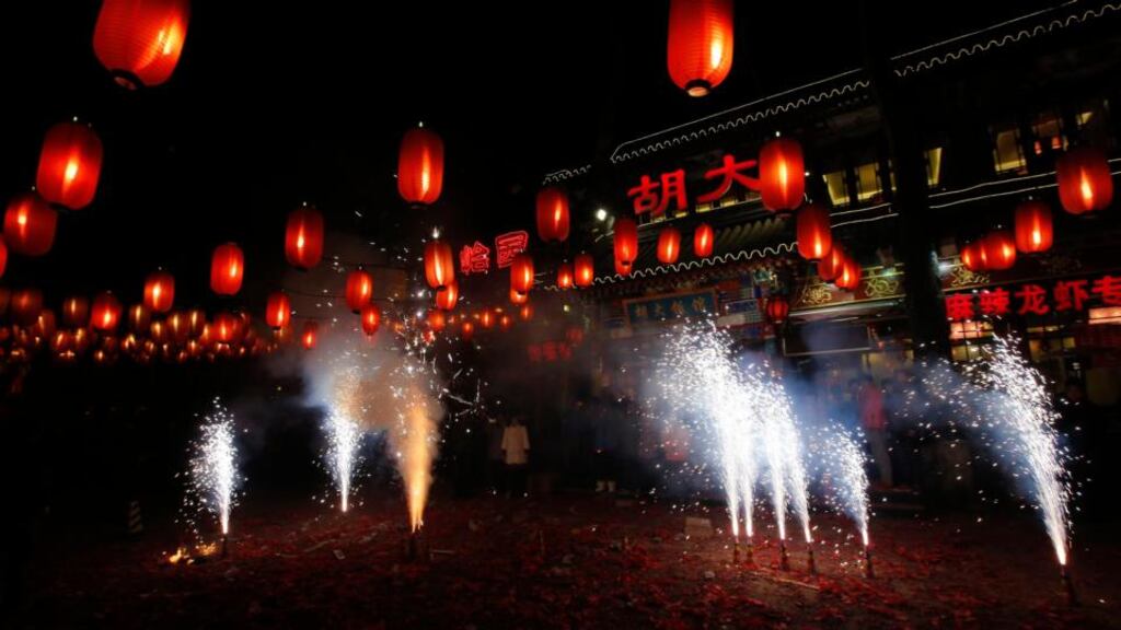New Year celebrations in Beijing: this year, fireworks sales in the city slumped a fizzling 37.7 per cent, as people declined to light their Catherine wheels and sprockets amid worries about worsening the city’s air pollution. photograph: kim kyung-hoon/reuters