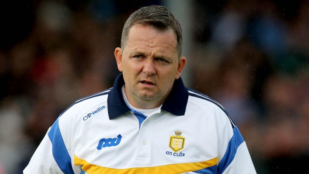 Davy Fitzgerald will remain in charge of the Clare senior hurling team for 2016. Colm Collins will remain in charge of the Clare senior footballers. Photograph: Ryan Byrne/Inpho