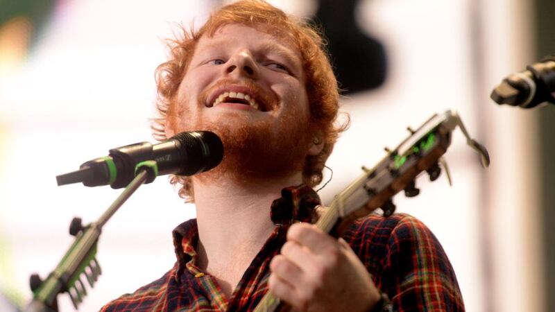 Ed Sheeran performing during his concert at Croke Park on Friday night. Photograph: Cyril Byrne