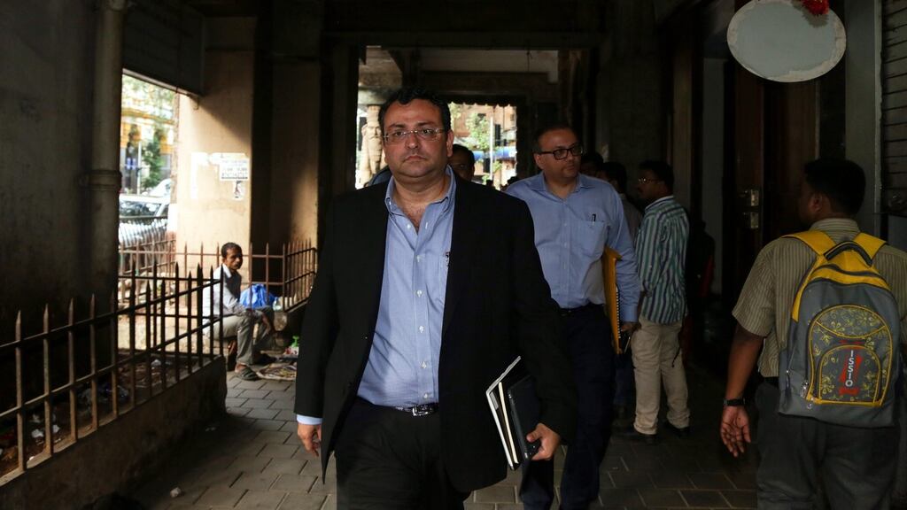Cyrus Mistry, former chairman of Tata Sons, walks in the alleys after attending a meeting at the company’s head office in Mumbai, India. Photograph: EPA/Divyakant Solanki