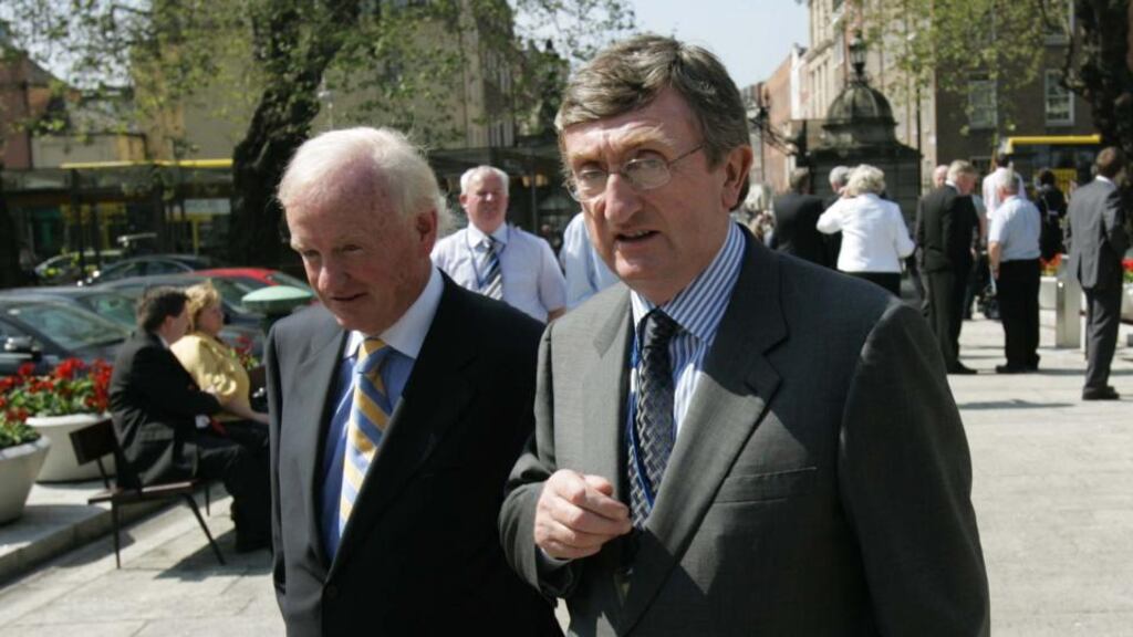 Developer Bernard McNamara (right): Longboat Quay, built by a company once owned by Mr McNamara, has been found to have serious defects. Photograph: Frank Miller