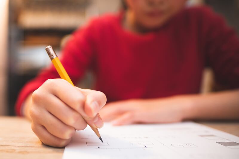 Hands of a child studyingLeaving Cert student. Photograph: iStock