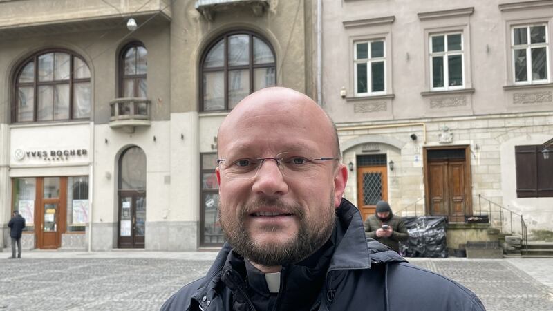 Stepan Sus, Bishop of Kyiv for the Greek Catholic Church of Ukraine, recently returned to the capital after spending several weeks of the war with Russia in Lviv. Photograph: Daniel McLaughlin