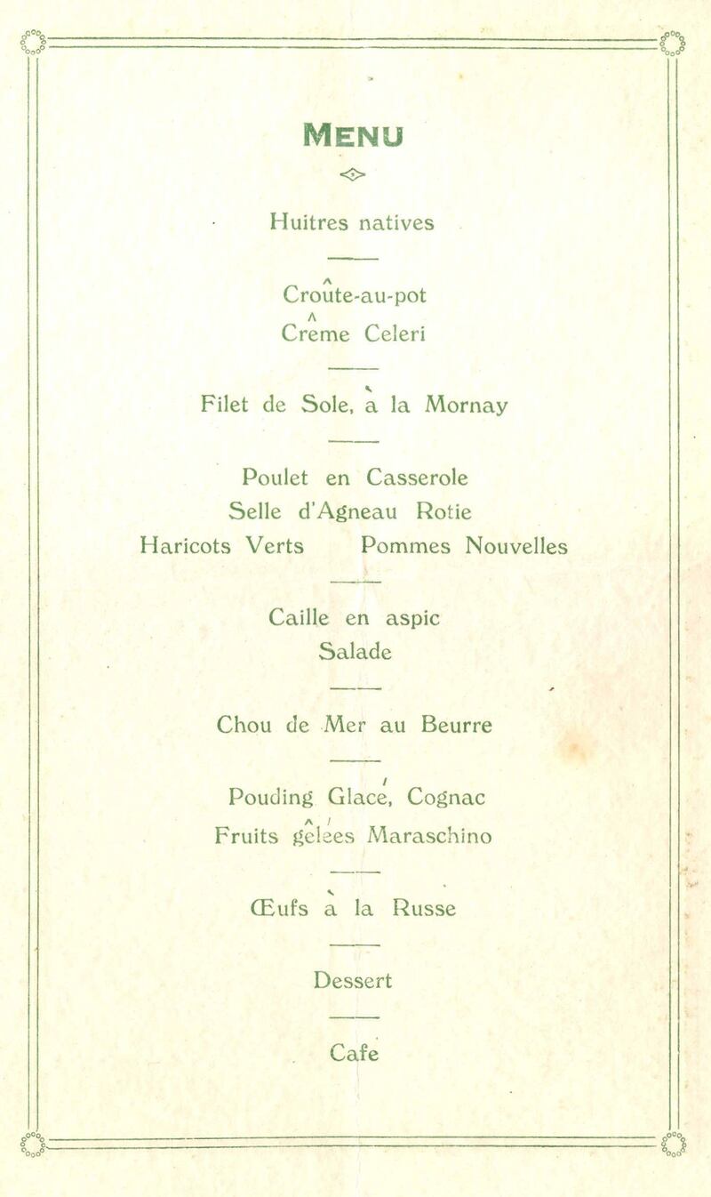 The food menu for the dinner to honour WB Yeats after he won the Nobel Prize in Literature. Photograph: Stephen’s Green Club