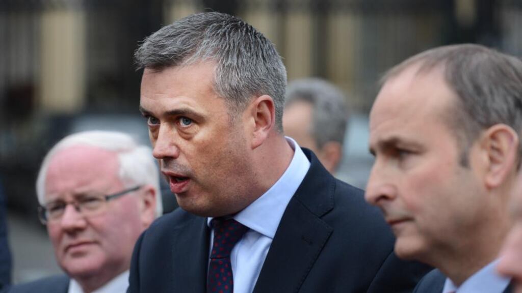 From left: Brendan Smith (Cavan-Monaghan), Colm Keaveney (Galway East) and Fianna Fáil leader Micheál Martin. Photograph: Cyril Byrne/The Irish Times