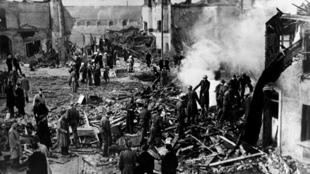 May 31st, 1941: Four bombs are dropped over Dublin city by Luftwaffe aircraft. The fourth explosion rips through the North Strand Road. File photograph: The Irish Times