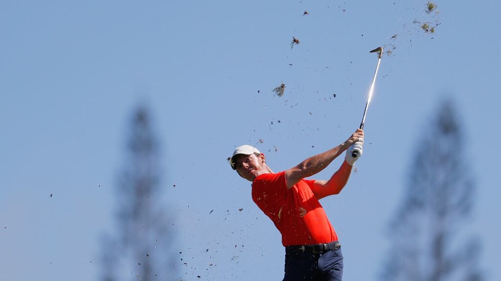 Rory McIlroy plays a shot on the first hole during the second round of the Sentry Tournament of Champions at the Plantation Course at Kapalua Golf Club in Lahaina, Hawaii. Photo: Kevin C. Cox/Getty Images