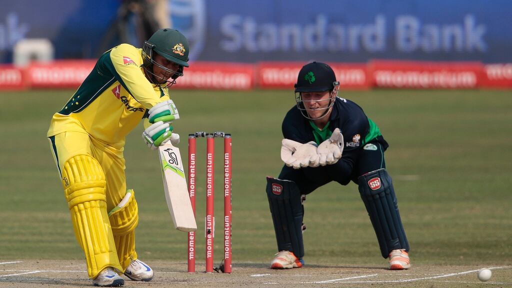 Usman Khawaja guided Australia to a nine wicket win over Ireland in Benoni. Photograph: Afp