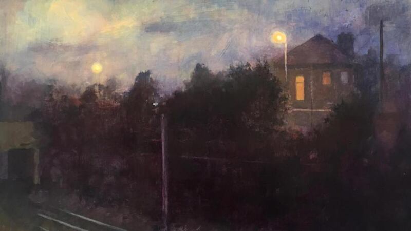 Maeve McCarthy, Looking Across, oil and tempera on panel, Molesworth Gallery