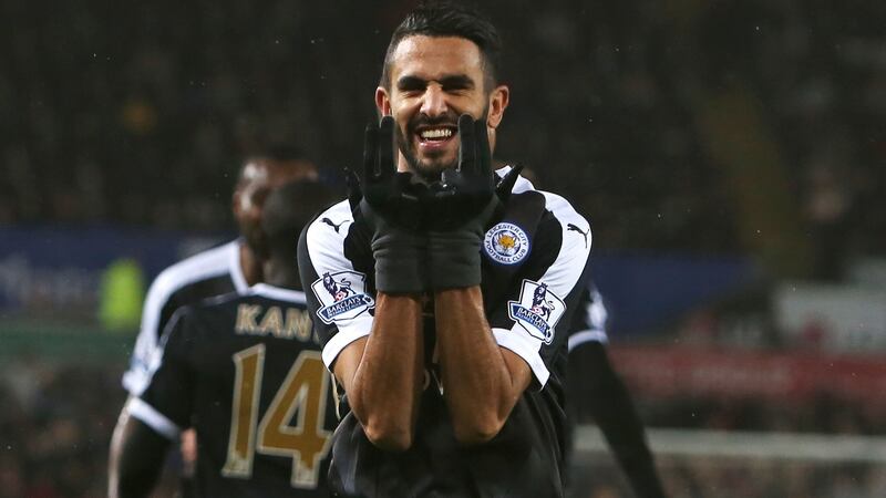 Riyad Mahrez: The PFA Player of the Year scored, so far, 18 goals this season and assisted 11 more. Photograph: Geoff Caddick/AFP/Getty Images