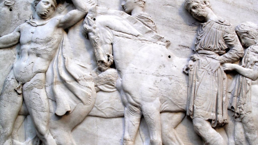 Section of a frieze of the ancient Elgin Marbles (Parthenon Marbles) from the Acropolis in Athens, which were acquired for the British Government in 1816 by Lord Elgin. Photograph: iStock