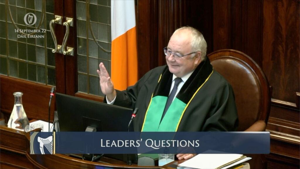 Ceann Comhairle Seán Ó Fearghaíl. Photograph: Oireachtas screengrab