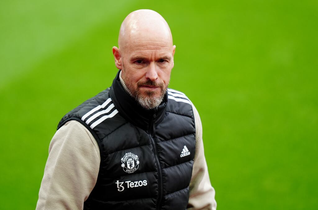 Manchester United manager Erik ten Hag: he dismissed 'fairy tale' speculation about his future and insisted he remains on the same page as the club hierarchy. Photograph: Mike Egerton/PA Wire