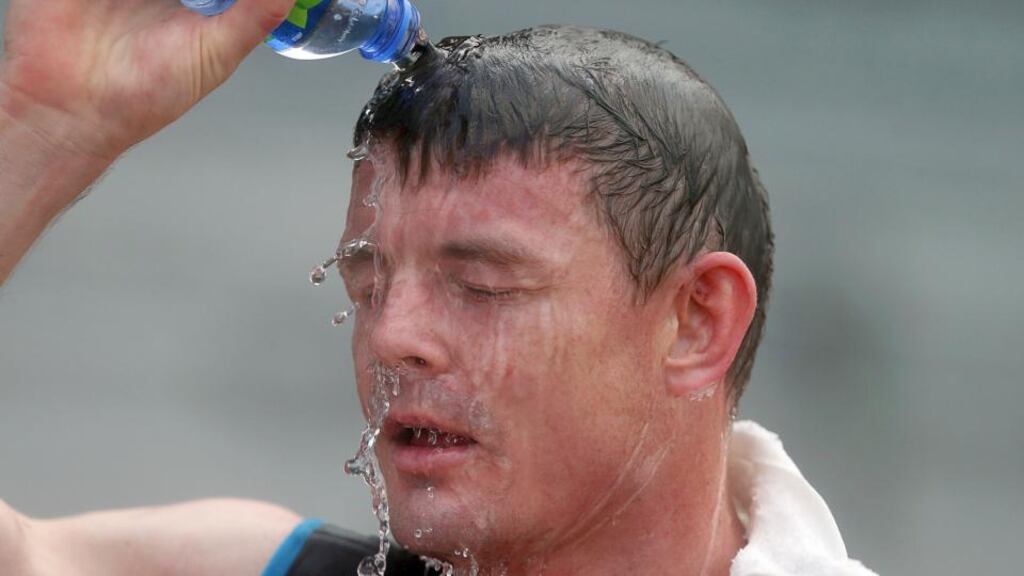 Brian O’Driscoll cools down during a British & Irish Lions  training session in Hong Kong. Photograph:  Dan Sheridan/Inpho