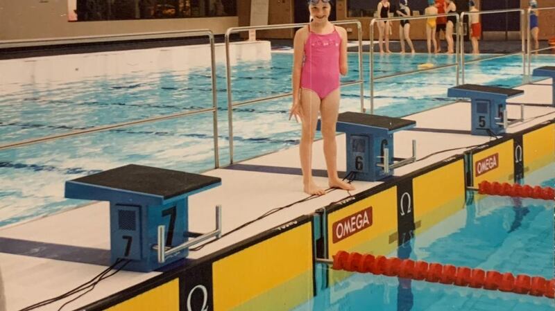A very young Ellen Keane at the swimming pool