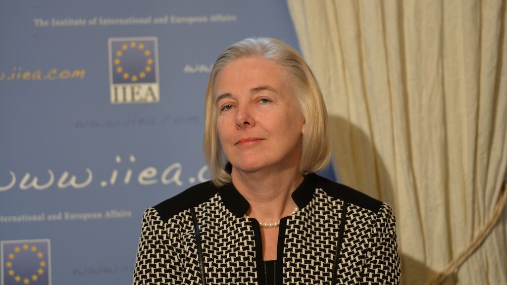 Catherine Day, former European Commission secretary general, received the European of the Year 2015 award in Dublin on Monday. Photograph: Alan Betson/The Irish Times