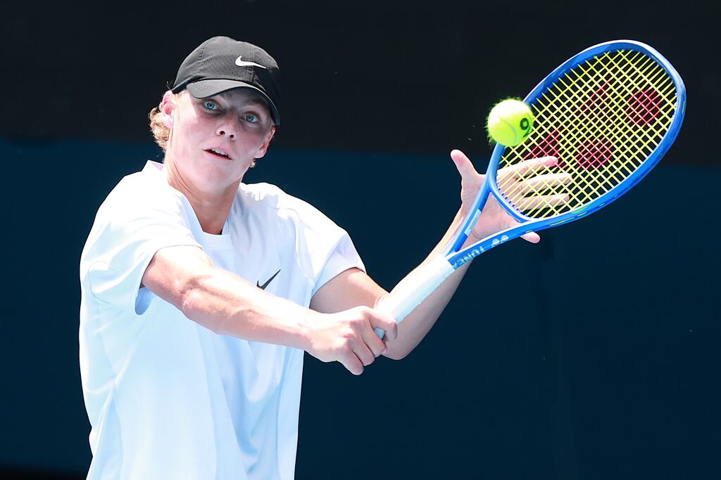 Australia's Cruz Hewitt during a practice session ahead of the 2025 Australian Open at Melbourne Park. Photograph: Kelly Defina/Getty Images
