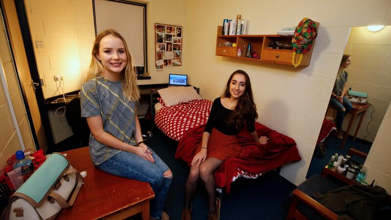 Tara-Anne Smyth from Cork and Chloe Demoulder from Kildare felt seriously out of their comfort zones when they first became roommates in on-campus accommodation at Dublin City University. Photograph Nick Bradshaw