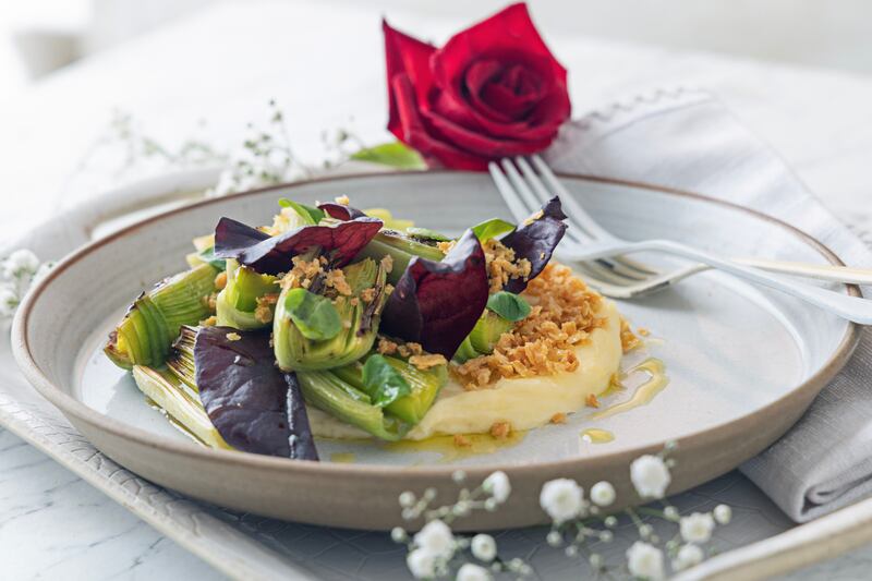 Cheese custard, grilled leeks, pangrattato.