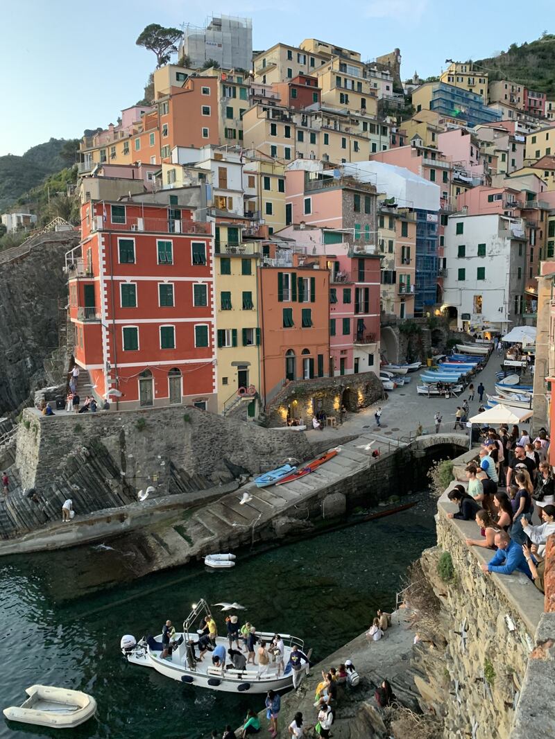 Sunset watchers in Riomaggiore
