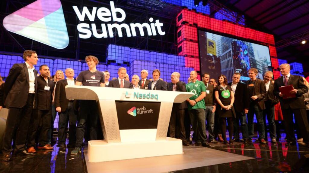 Paddy Cosgrave, the Web Summit’s founder, with Taoiseach Enda Kenny at the RDS in Dublin in 2014. Photograph: Eric Luke