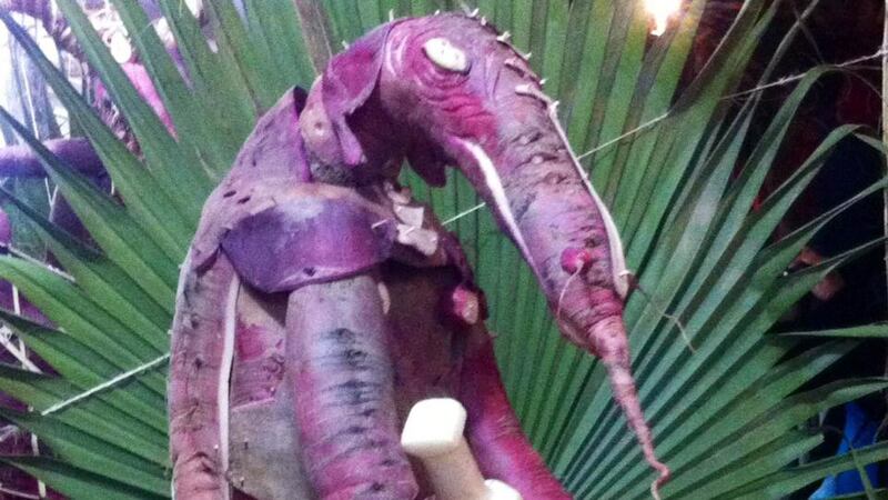 Local craftsmen compete in an annual radish sculpture competition on the night of December 23rd in Oaxaca, Mexico. Photograph: Liliana Pérez