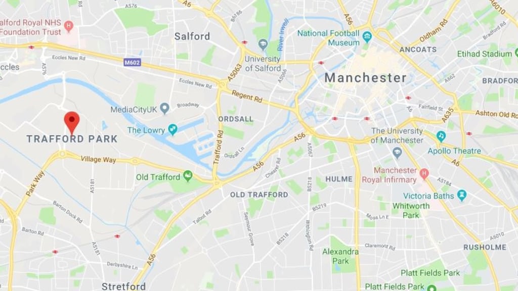 Five people have been left injured after a car ploughed into pedestrians in Trafford Park in Greater Manchester.