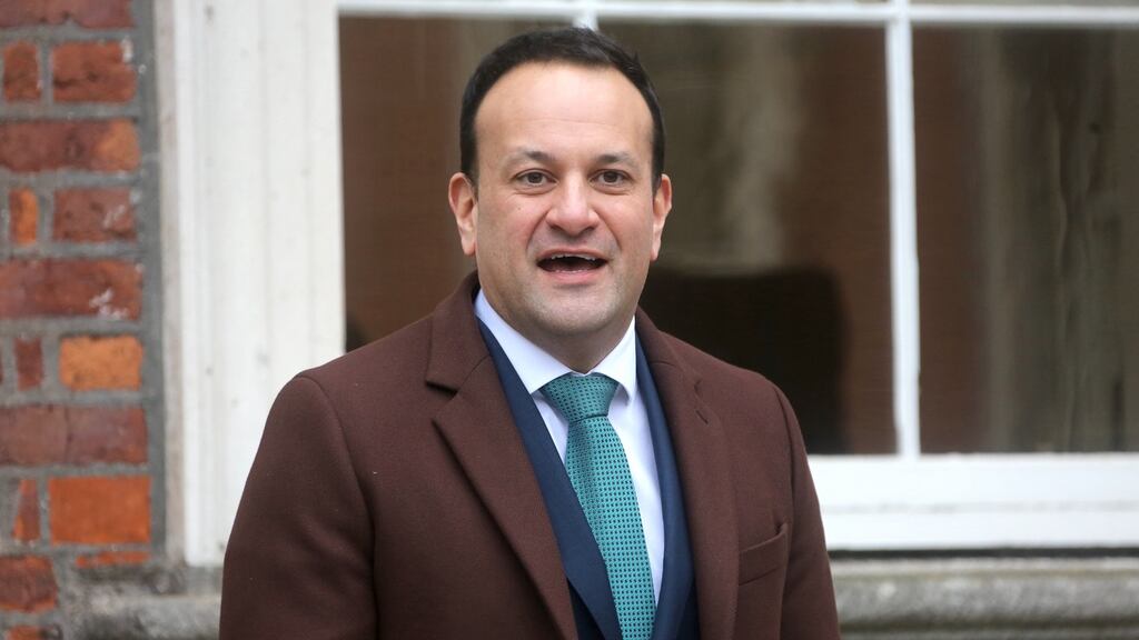 Tánaiste and Minister for Enterprise Trade and Employment Leo Varadkar launches details of new law giving workers the right to request remote working at Dublin Castle on Tuesday afternoon. Photograph: Gareth Chaney/Collins Photos