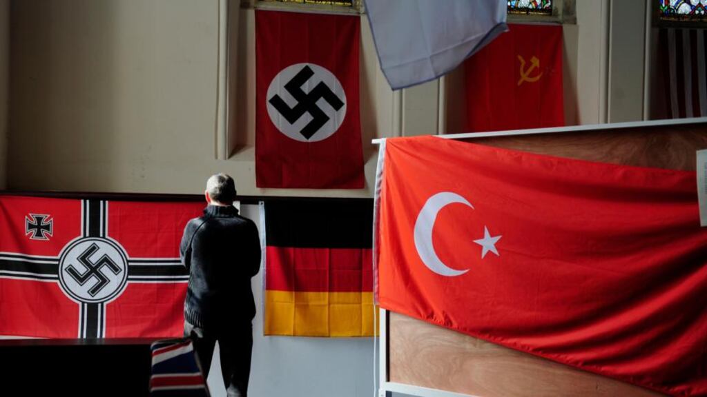 A German Nazi flag from the second World War at the National Maritime Museum in Dún Laoighaire. “Ireland’s geographic position, small size and strategic interests would dictate that it could not be absolutist about its foreign policy.” Photograph: Aidan Crawley
