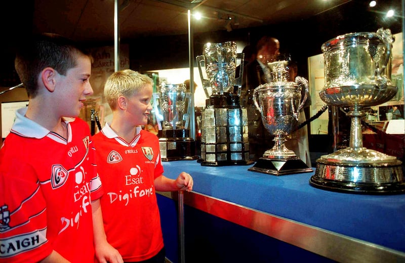 David Bouse (12) and Jack O’Halloran (9) both from Ballygarvan in Cork at the opening of an exhibition commemorating Liam MacCarthy at the GAA Museum in Croke Park.
