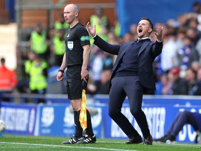 Rangers manager Barry Ferguson reacts during the Old Firm match against Celtic at Ibrox. Photograph: Steve Welsh/PA Wire