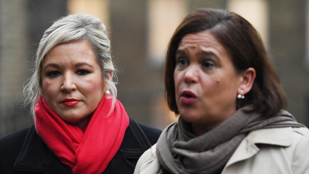 The announcement by Mary Lou McDonald (pictured, with Michelle O’Neill) that Sinn Féin will not take part in any of the official events to mark the centenary of the establishment of Northern Ireland gives the lie to the notion that her leadership represents a new departure for the party. Photograph: Facundo Arrizabalaga/EPA