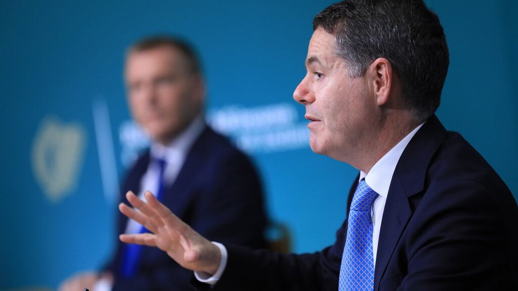 ‘Budget boys’: Minister for Finance Paschal Donohoe and Minister for Public Expenditure and Reform Michael McGrath. Photograph: JULIEN BEHAL PHOTOGRAPHY