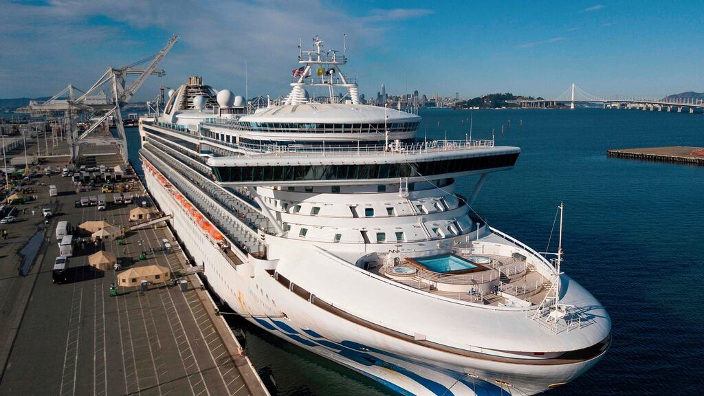 The Grand Princess at the Port of Oakland in California. The cruise ship was turned away from San Francisco. Photograph: Getty Images