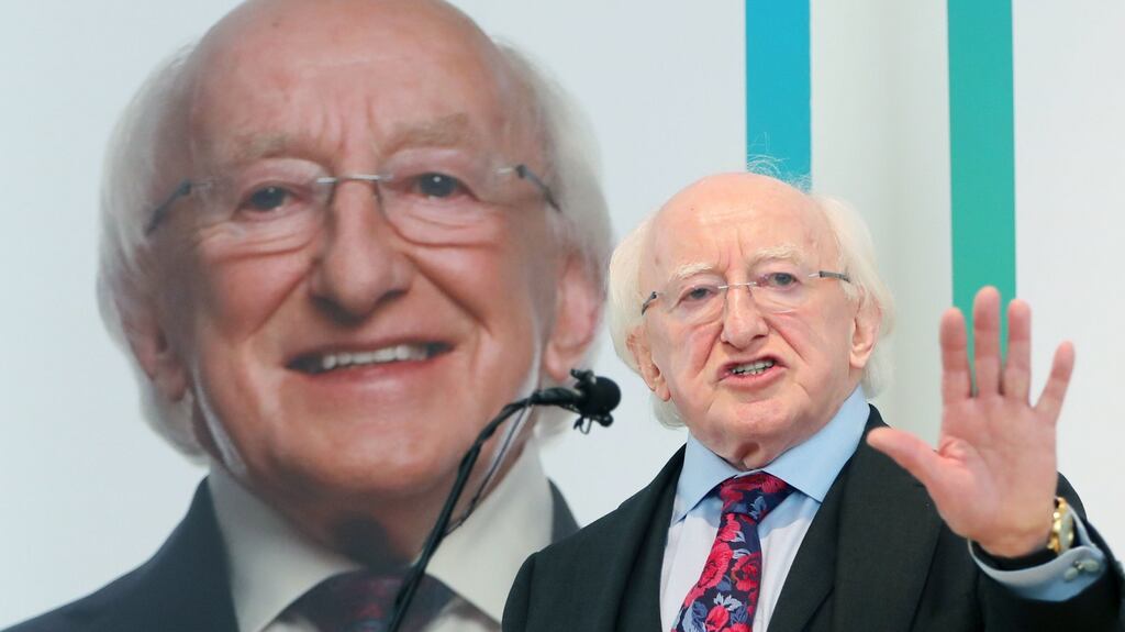 President Michael D Higgins launching his Shared Ireland, Shared Island initiative at Droichead Arts Centre in Drogheda, Co Louth, on Monday. Photograph: Niall Carson/PA Wire