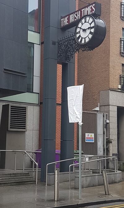 Signs erected around Dublin and covered in plastic were to be unveiled when the new limits come into force. Photograph: Paddy Logue