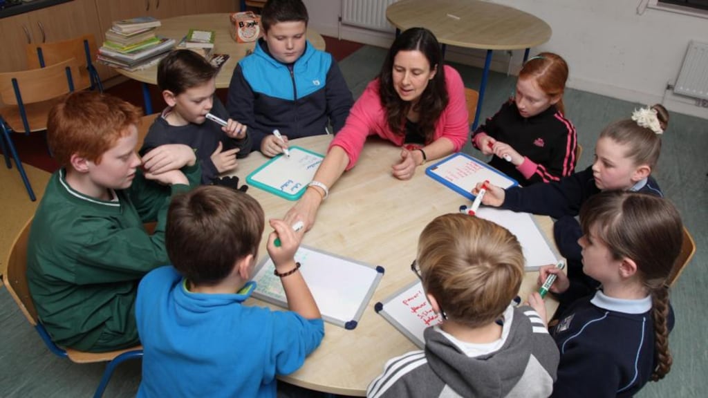 Frankie Hollands supporting the learning activities at the Rush, Lusk and Skerries dyslexia workshop. Photograph: John Mc Elroy