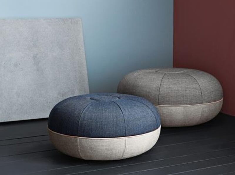 Two-tone linen canvas pouf by Cecile Mantz at Maison et Objet 2018