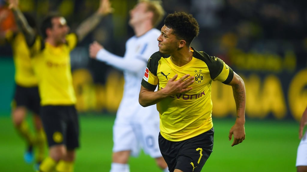 Jadon Sancho moved to Borussia Dortmund in August 2017. Photograph: Patrik Stollarz/AFP/Getty