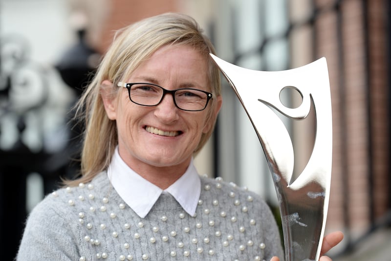 Olivia O'Toole with her outstanding achievement award at the Irish Times/Sport Ireland Sportswoman of the Year Awards in December 2020. Photograph: Alan Betson/The Irish Times