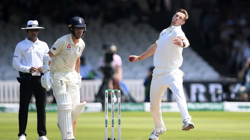 Boyd Rankin bowls for Ireland against England at Lord’s. Photograph: Alex Davidson/Inpho
